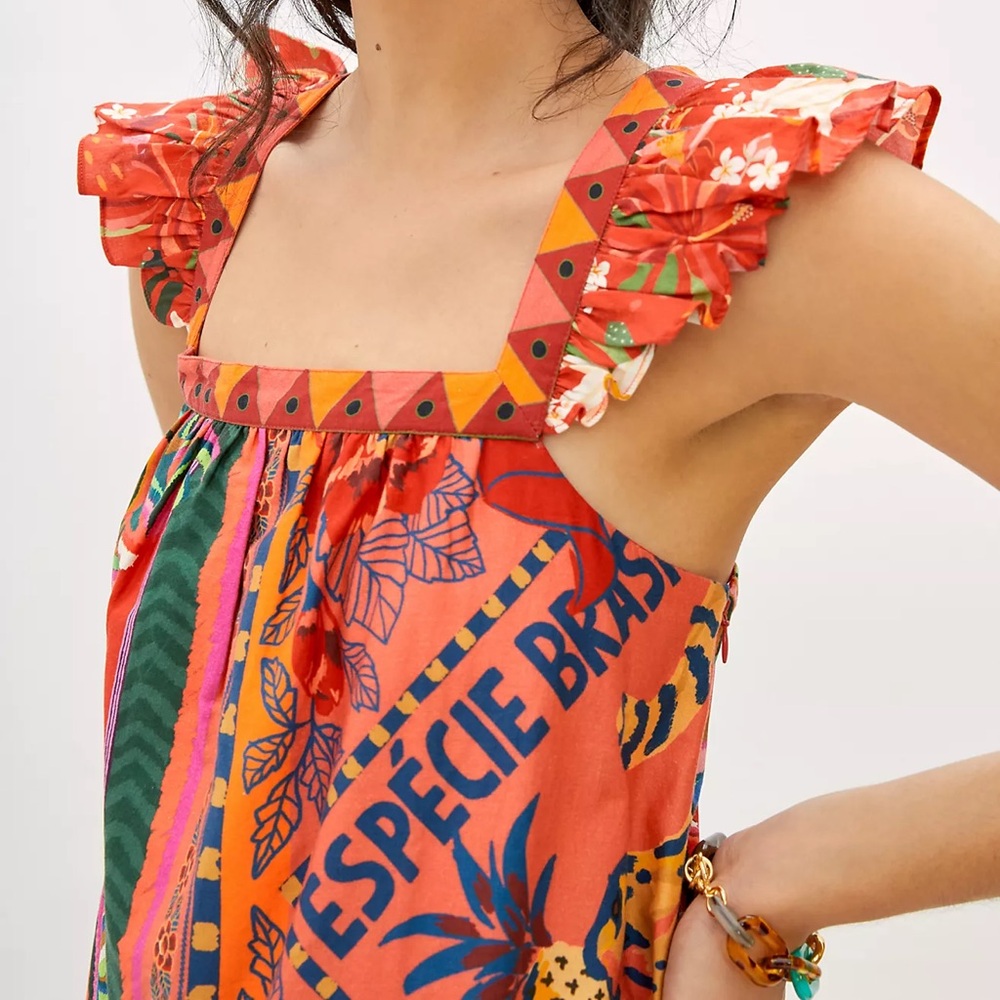Farm Rio Mosaic Ruffled Midi Dress - Picture 3 of 11